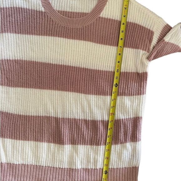Torrid pullover drop shoulder striped pink & white cotton blend sweater sz L - Picture 10 of 13